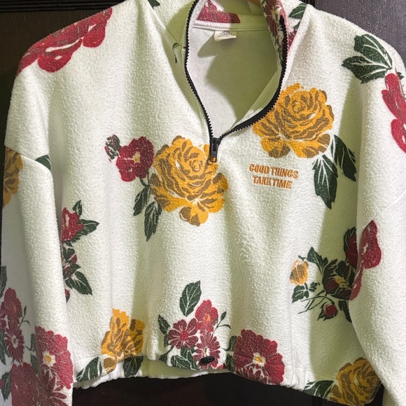 Urban Outfitters Floral Crop Top - “Good Things Take Time”- French Terry. - Picture 3 of 6